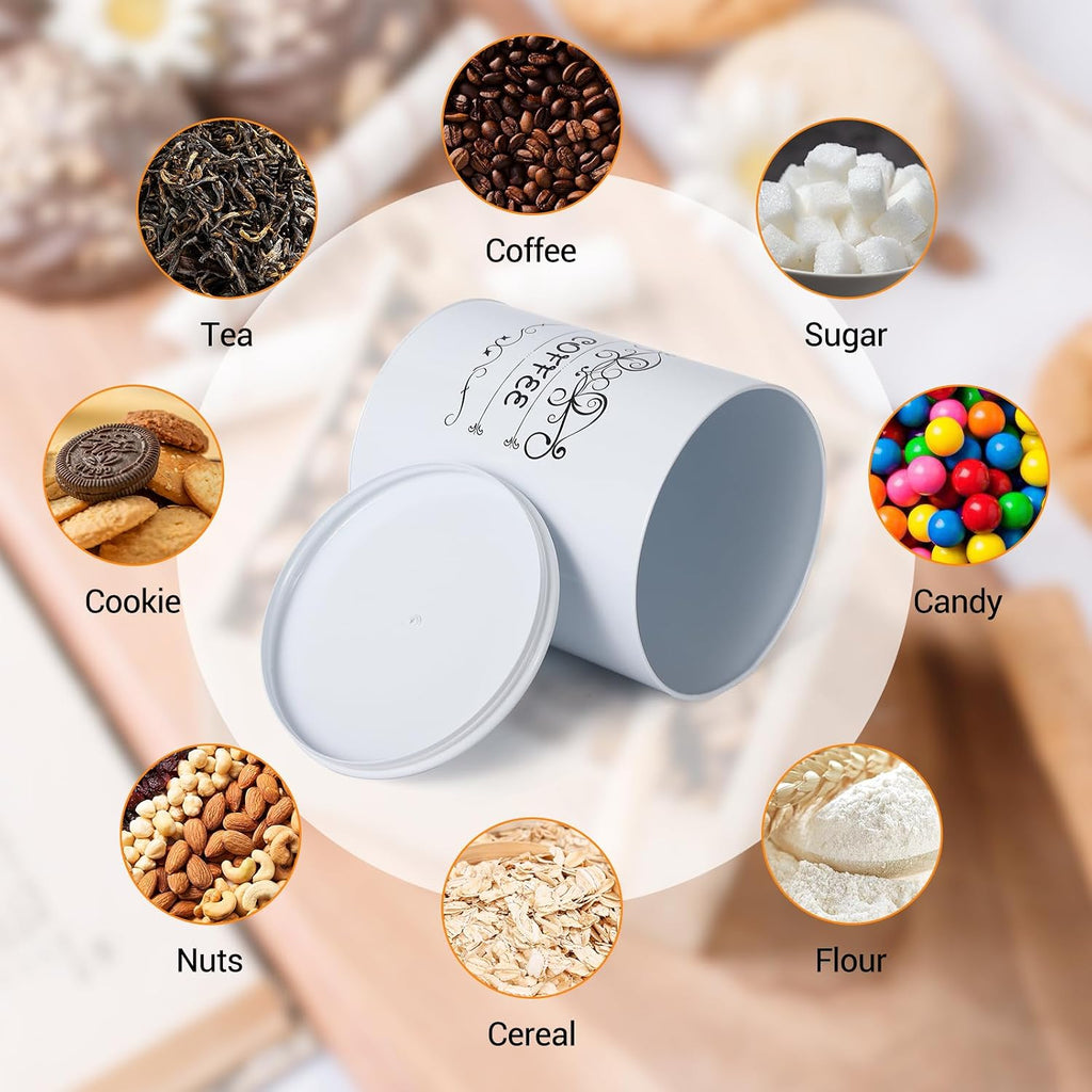 Kitchen Canisters, Vintage Coffee Tea Sugar Container Sets with Airtight Lids, Rustic Farmhouse Food Storage - Set of 3