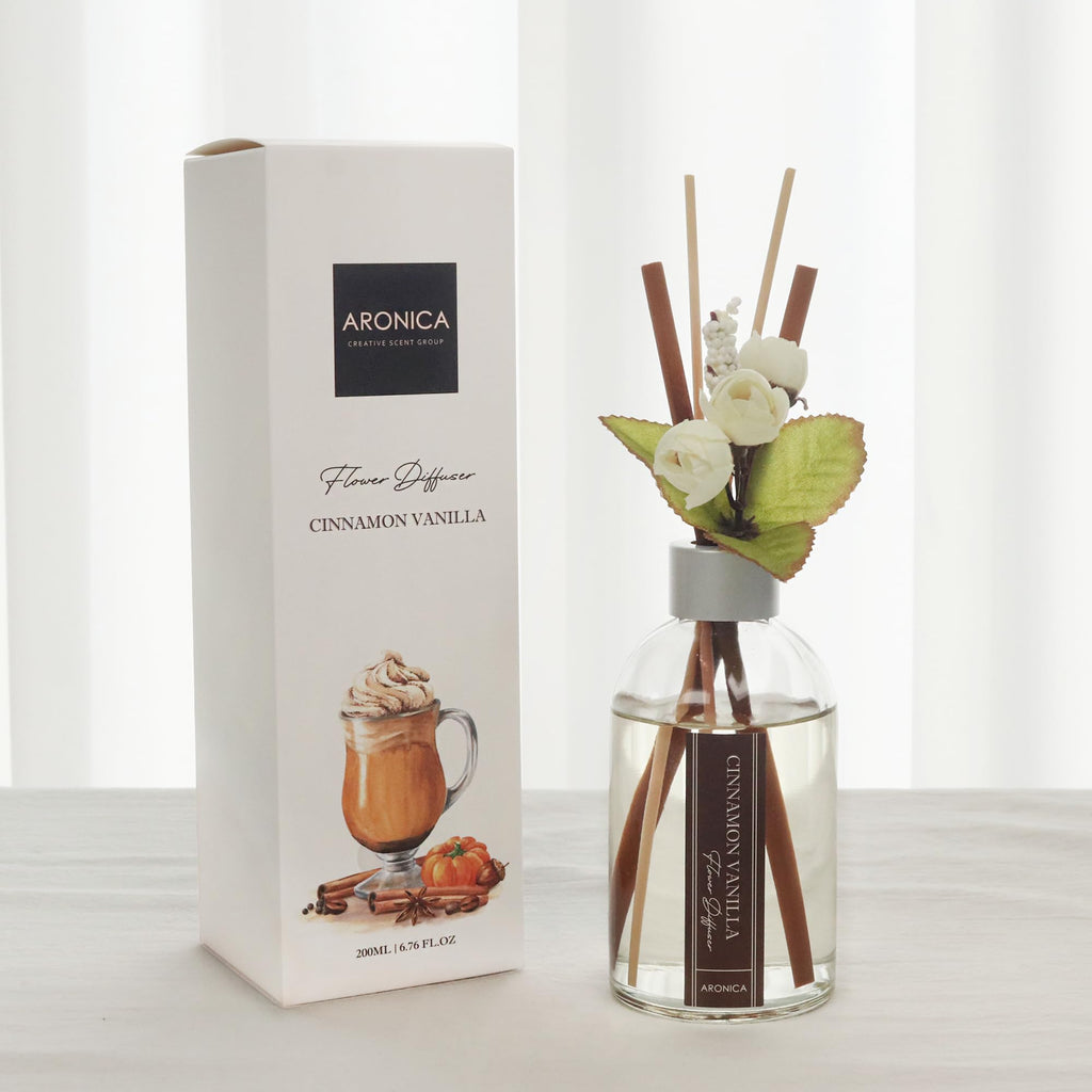 Cinnamon Scent Diffuser Kitchen, Office Decorations Cinnamon Vanilla Scent Flower Reed Diffuser, Christmas Room Stick