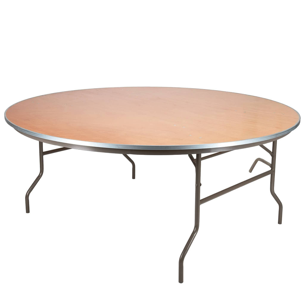 Round Heavy Duty Metal Edge Plywood Folding Banquet Table with Steel Skeleton