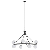 8-light 42"W Metal And Moon Glass Wagon Wheel Shaded Chandelier For Living Room/Bedroom