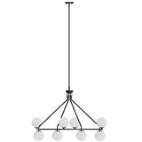 8-light 42"W Metal And Moon Glass Wagon Wheel Shaded Chandelier For Living Room/Bedroom