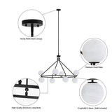 8-light 42"W Metal And Moon Glass Wagon Wheel Shaded Chandelier For Living Room/Bedroom