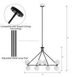 8-light 42"W Metal And Moon Glass Wagon Wheel Shaded Chandelier For Living Room/Bedroom