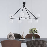 8-light 42"W Metal And Moon Glass Wagon Wheel Shaded Chandelier For Living Room/Bedroom