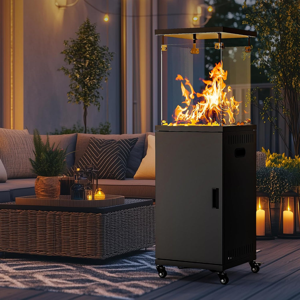 Patio heater, 41,000 BTU Propane Outdoor Heater with Lockable Wheels, CSA Certificated Patio Heater with Cover
