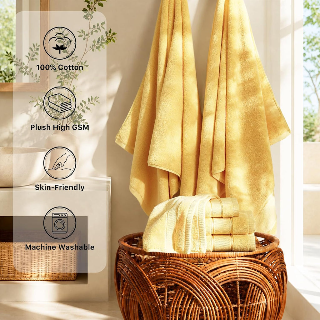 Bath Towels Set 6 Piece, 100% Turkish Cotton Luxury Towels | 650GSM Super Soft Highly Absorbent and Quick Dry Durable