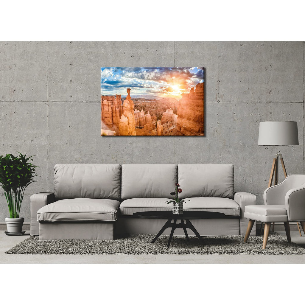 Bryce Canyon Poster Wall US National Park Scenery Wall Decor Utah Sunset Skyline Picture Canvas Print Nature Painting