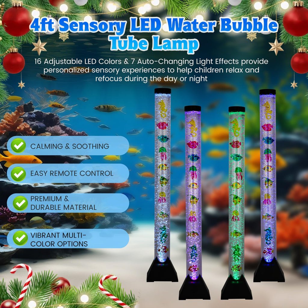 Inspired Nelson Style 4FT Sensory LED Water Bubble Tube Lamp with a Bracket