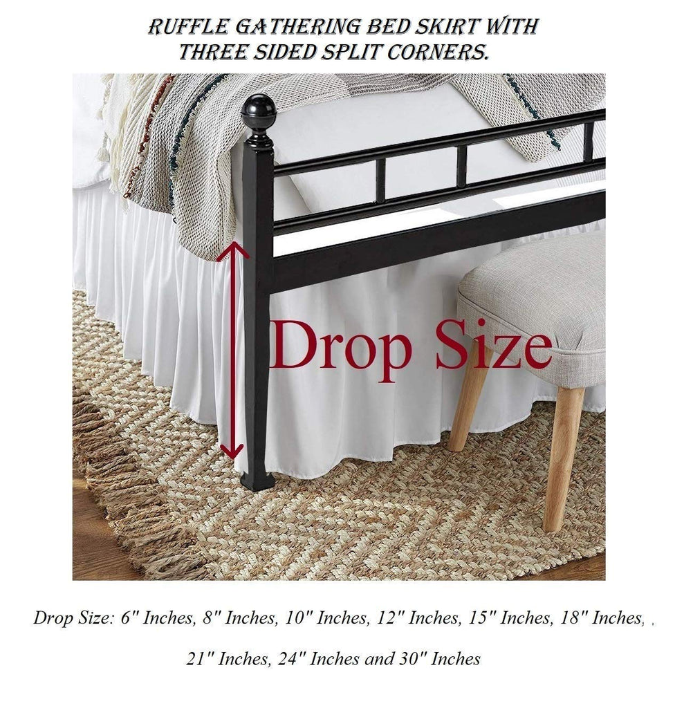 Ruffled Bed Skirt with Split Corners - Light Grey, Full-XL, 21 Inch Drop Bedskirt Expertise Tailored fit Wrinkle Free