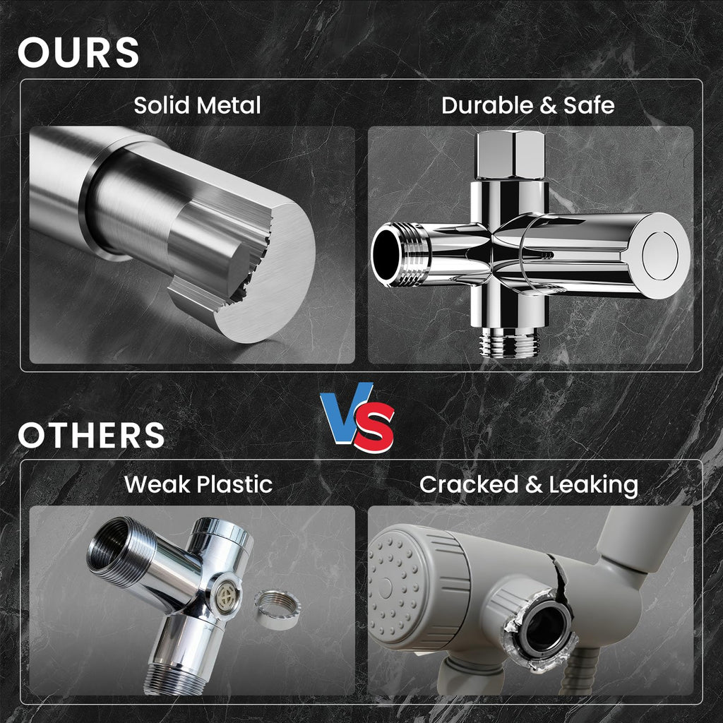 Multi-Function Rain Shower Head with Handheld, High Pressure, Square