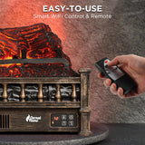23 Inch Infrared Electric Fireplace Log Insert with Realistic Ember Bed, Remote Control, Thermostat, Timer, 1500W