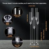 2 Set 5 Arms 34.6'' Acrylic Candelabra Centerpieces,Clear 5 Arms Candlesticks Holder with Acrylic Shade for