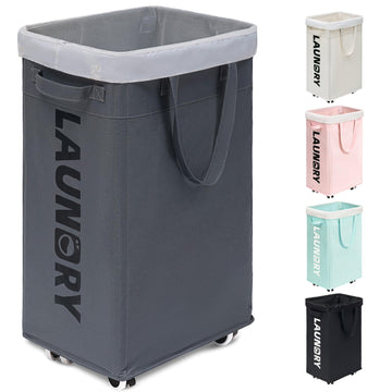 75L Laundry Basket with Wheels & Removable Wash Bag