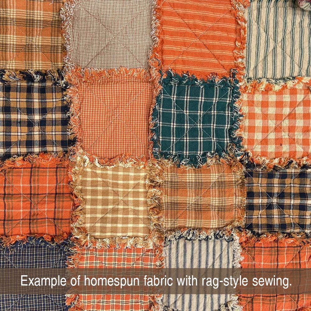 Pumpkin Spice Ticking Stripe Autumn Homespun Cotton Plaid Fabric by - Sold by The Yard