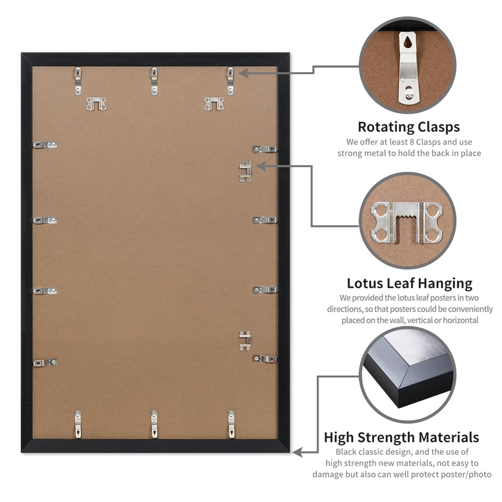 27x40 Poster Frame Black 2 Pack, Poster Frames 27 x 40 inches or 27x40 Picture Frames with HD Plexiglass for