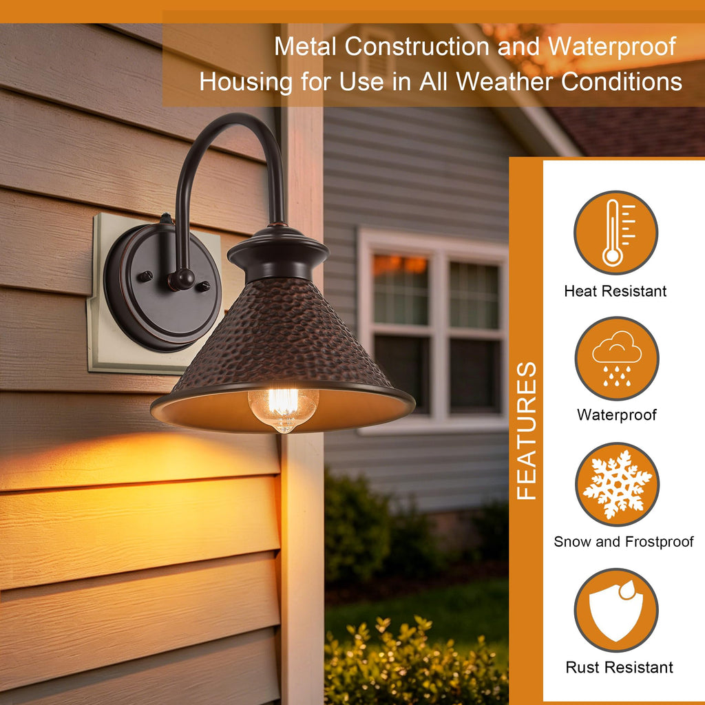 Dusk to Dawn Industrial Gooseneck Wall Sconce ORB Farmhouse