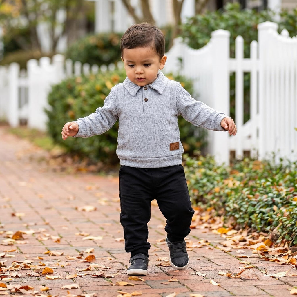 Toddler Baby Boys Clothes Long Sleeve Solid Top and Pants Set