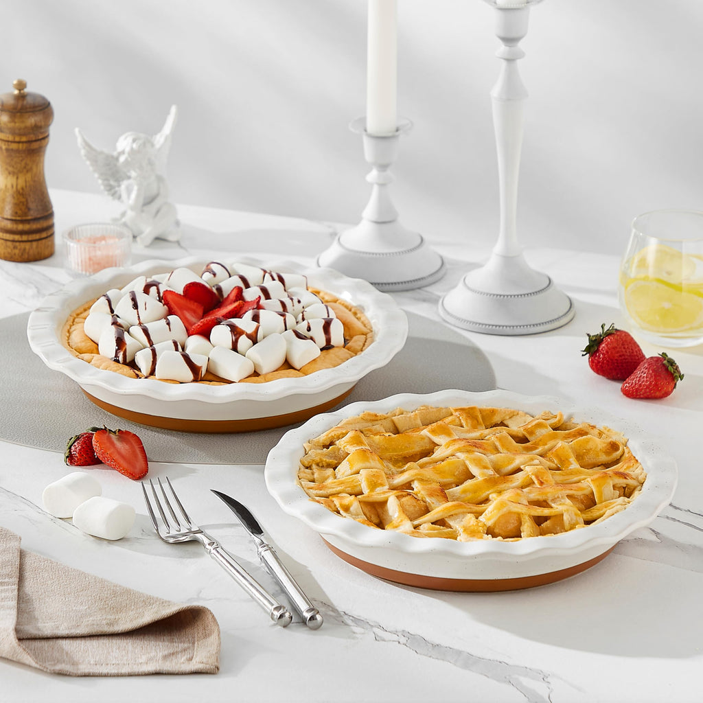 Ceramic Pie Pan Set of 2-9 inch Pie Plate, Quiche Baking Dish
