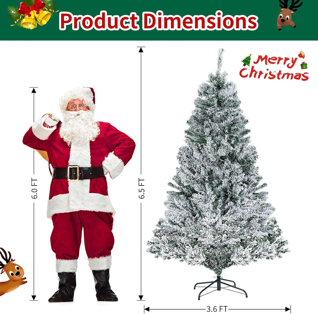 White Pre-Lit Snow Flocked Christmas Tree, Multi-Color Light