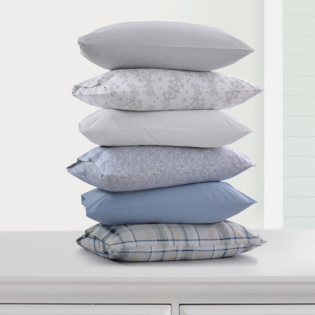 Cotton Percale Twin Size Bed Sheet Set, Soft Grey