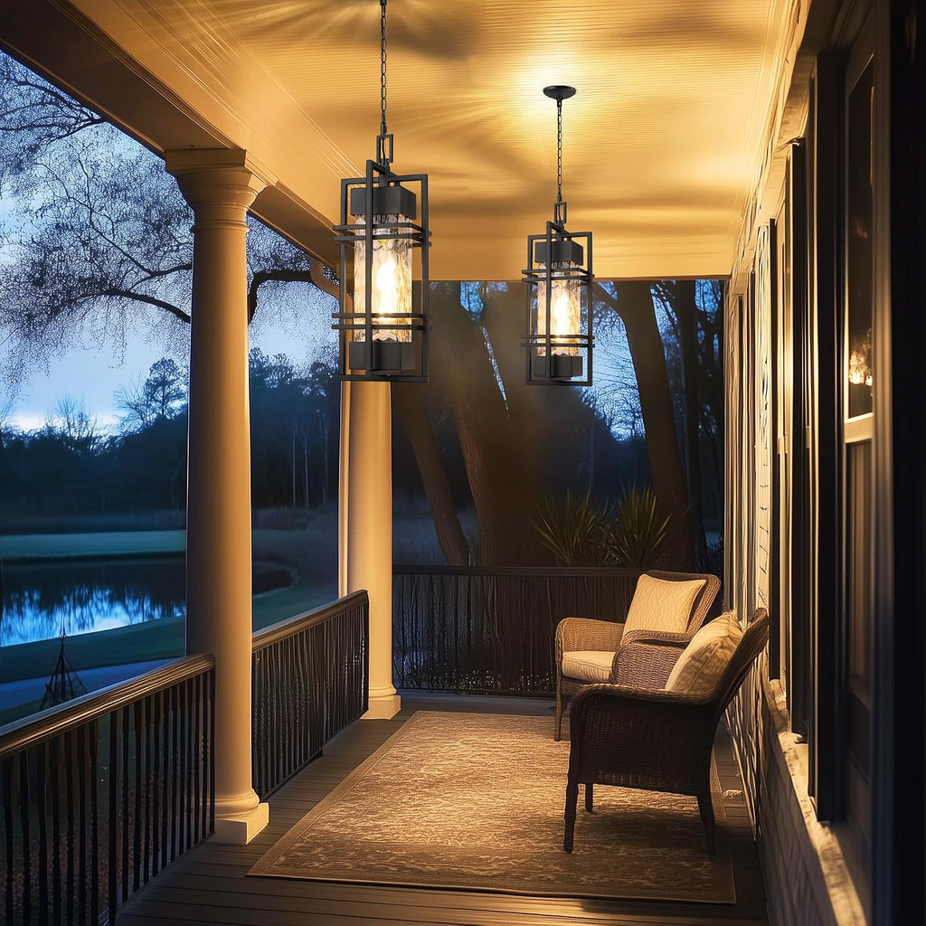 Large Outdoor Pendant Light Fixture, Modern Hanging Lantern Ceiling Mount