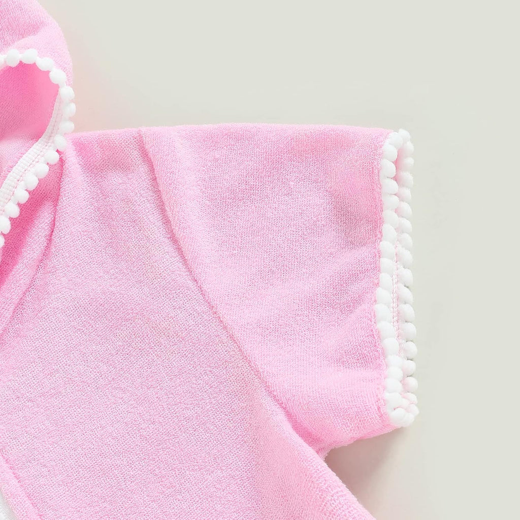 Girls Swim Cover Up Kids Short Sleeve Swimsuit Coverups Terry Zip-Up Hoodies Beach Dress Ruffle Bathing Suit Wraps