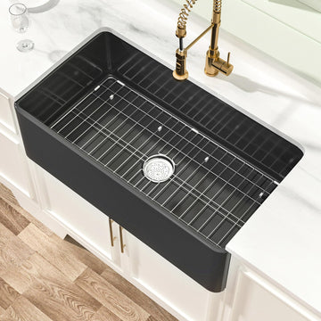Farmhouse Sink 33 x 18 Inch Black Fireclay Apron Front Kitchen Sink