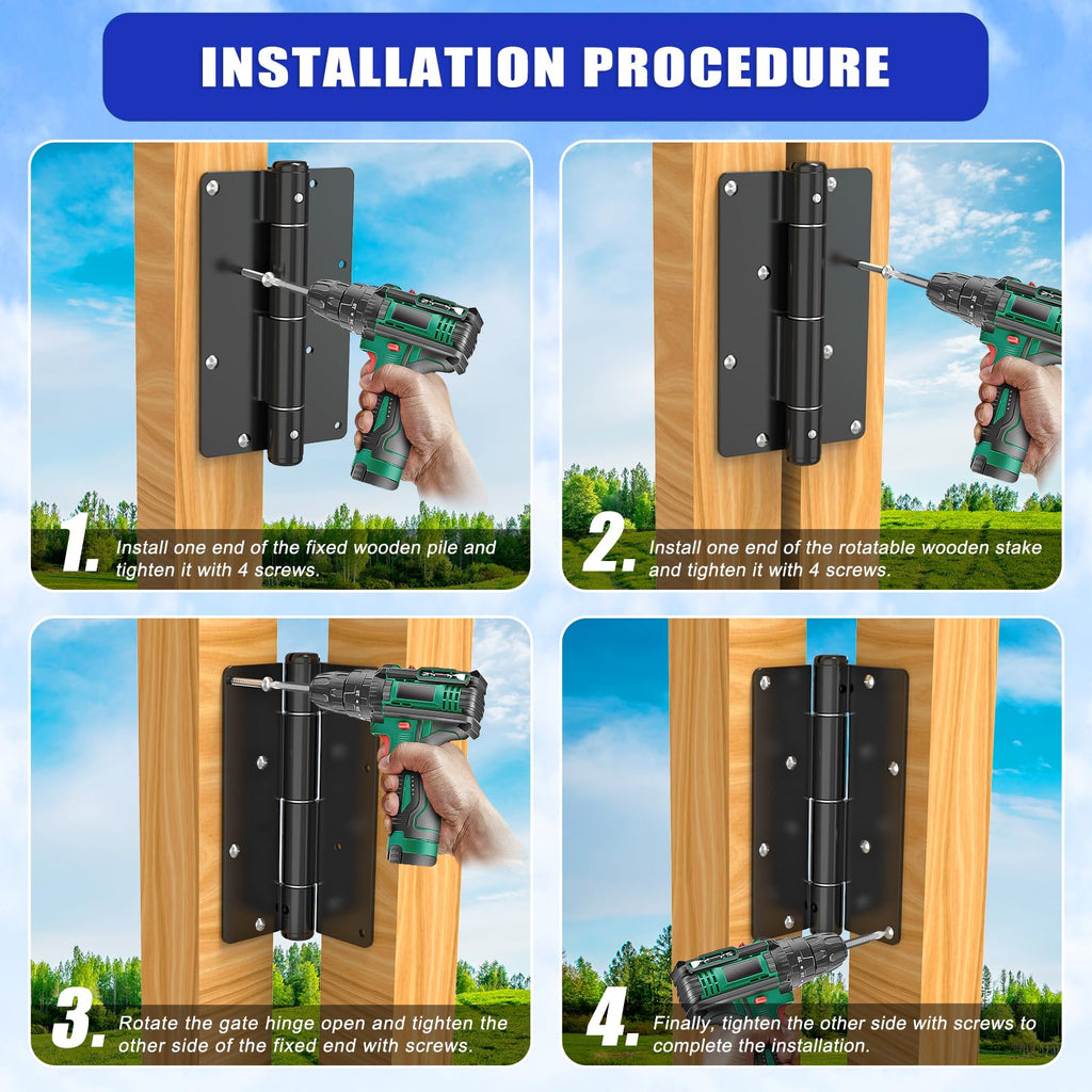 Self Closing Gate Hinges 5-3/4", Non-Adjustable Automatic Closing