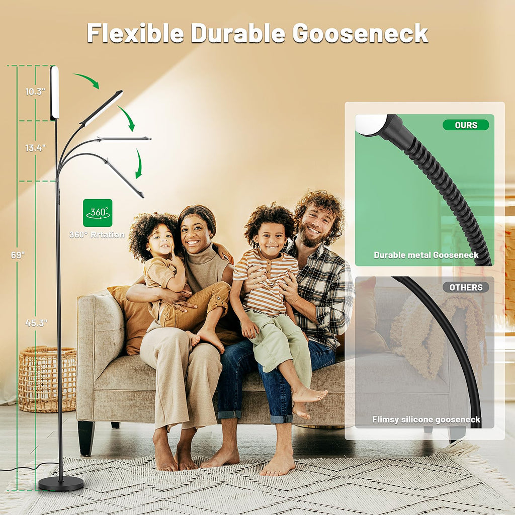 Dimmable LED Floor Lamp, Super Bright Reading Lamps Floor Standing lamp with Remote & Touch Control, Stepless Dimming