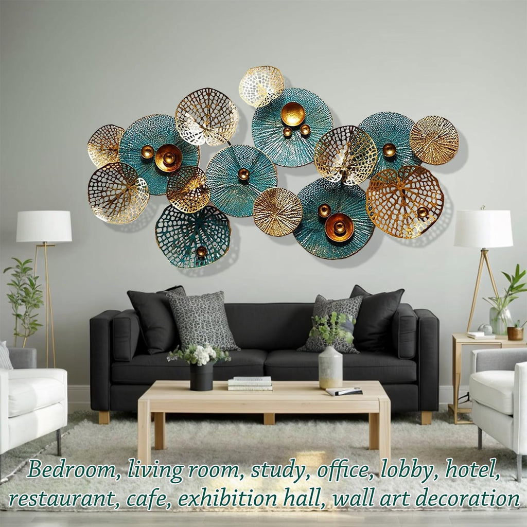 Large Metal Wall Art, 50"x26" Metal Lotus Leaf Flower Wall Decor