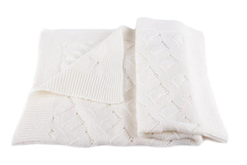 Unisex 100% Cashmere Baby Blanket - White