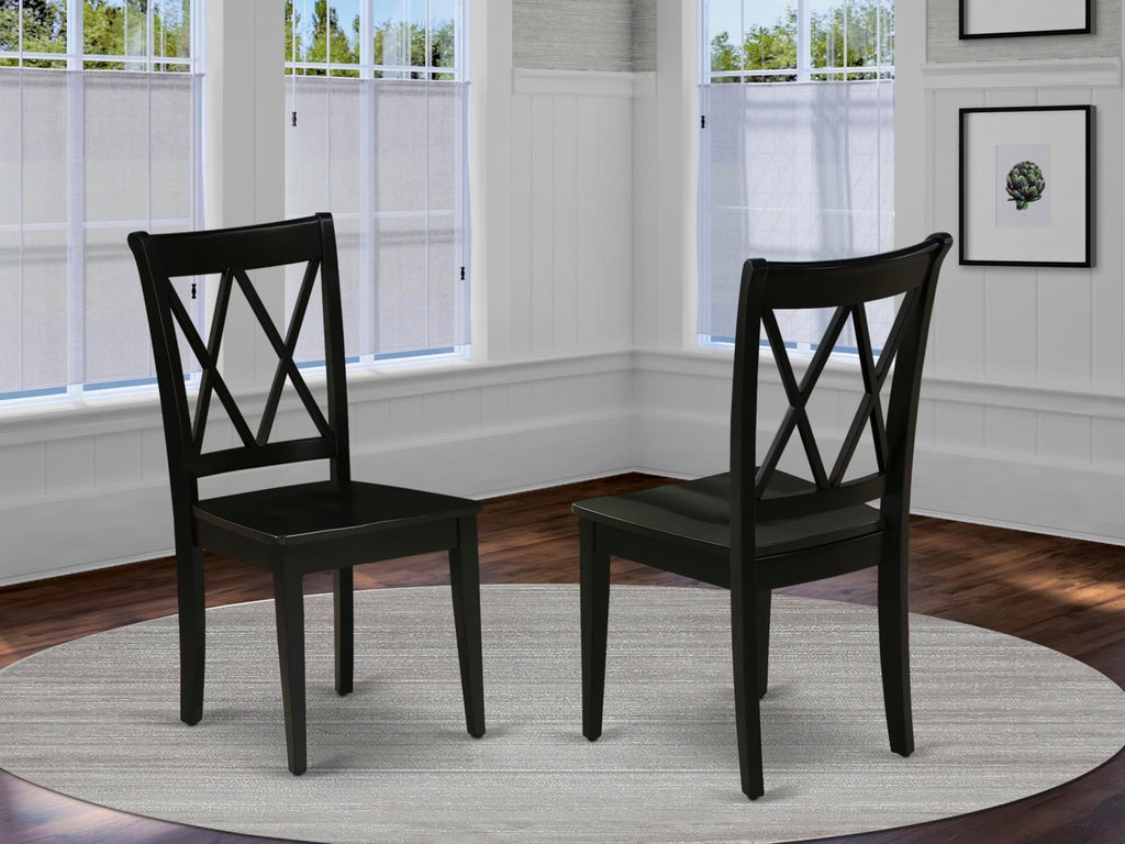West Furniture CLC-BLK-W Clarksville Dining Chairs - Double Cross Back Wooden Seat Chairs, Set of 2, Black