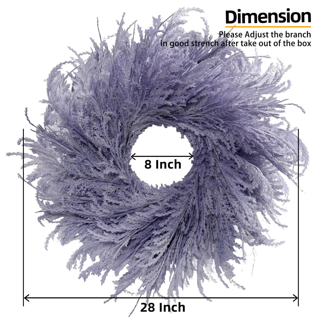 28 Inch Farmhouse Purple Flocked Cypress Spring Wreath Outdoor