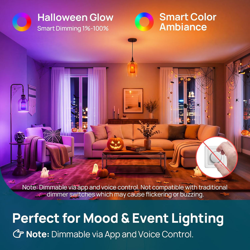 Smart Light Bulb, T19 Custom Flame Effect RGB Color Changing Bulb
