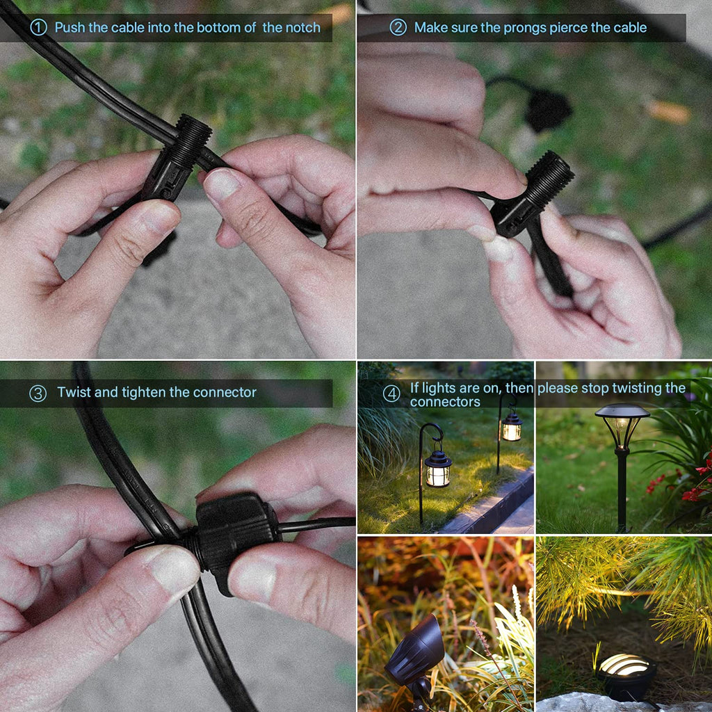 Pathway Lights Kits 3W LED 8PK Outdoor Low Voltage Landscape Lighting 180 Lumen Hardwired 2 Tier Pagoda Path Light