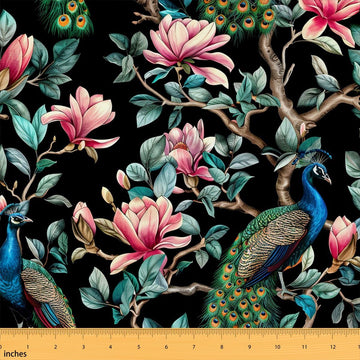 Floral Peacock Fabric by The Yard Soft 5 Yards