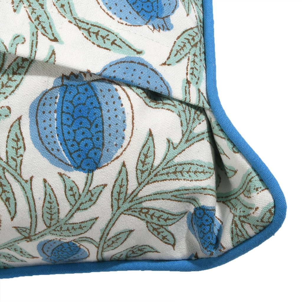 Queen Blue Hand Block Print Cotton Pillow Cover 20x20 Inch Set of 2