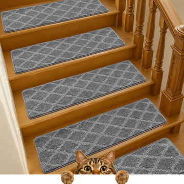 9"x30" for Wooden Steps Indoor, 15 Pcs Non Slip Peel and Stick Carpet, Washable & Reusable Self Adhesive Stair