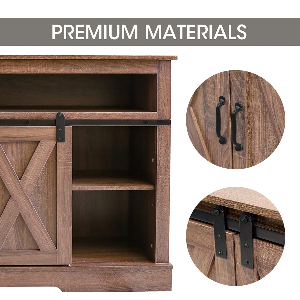 Farmhouse TV Stand for 65 inch TV Farmhouse Entertainment Center with Sliding Barn Doors Console Storage Cabinet