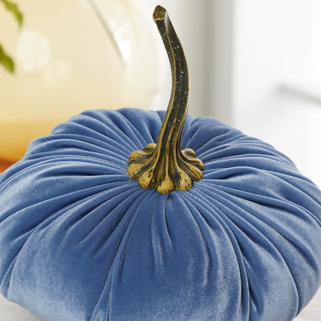 Slate Blue 9 Inch Velvet Pumpkin (Slate Blue)