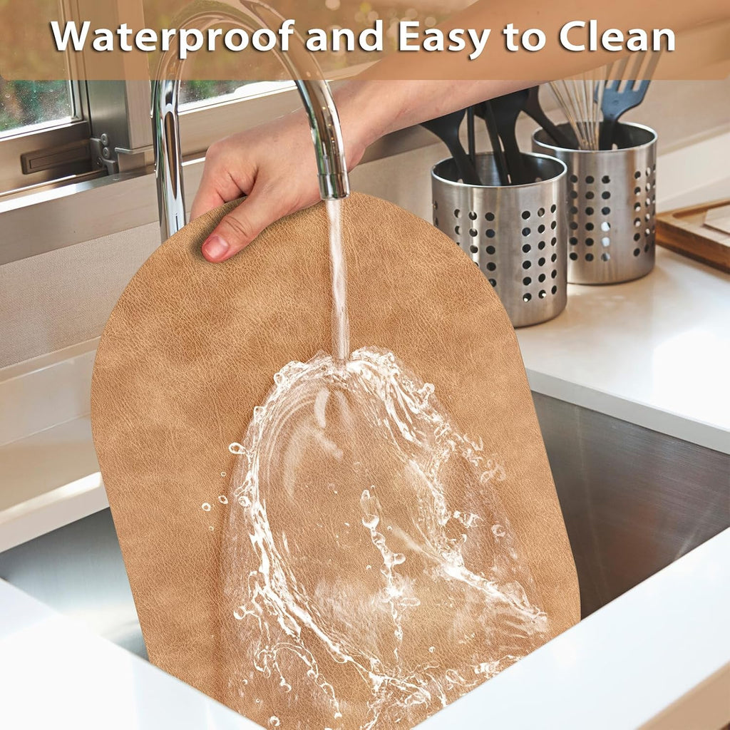 Placemats, Heat Resistant Oval Placemats Set of 12 Washable 12 x 17 Inch, Waterproof Table Mats, Wipeable Pu Place