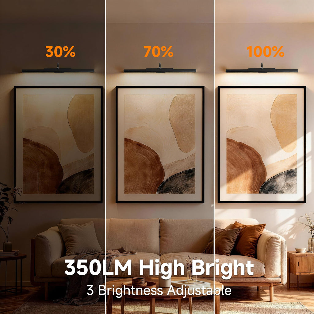 Gallery Picture Light Black,6000mAh Wireless Artwork Lighting,Rechargeable Battery Powered Remote Dimmable LED
