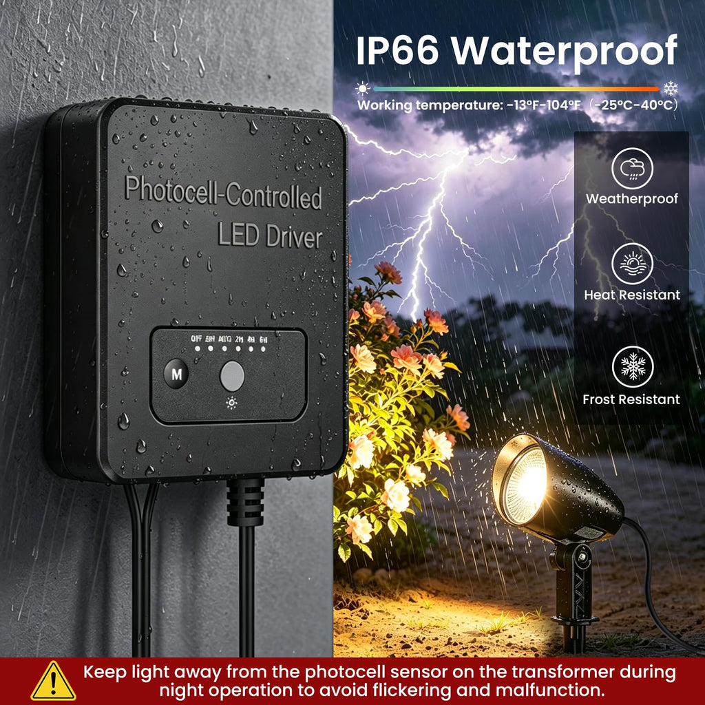 20W Low Voltage Landscape Lighting Kit, 2700K Outdoor Spotlight 6Pack