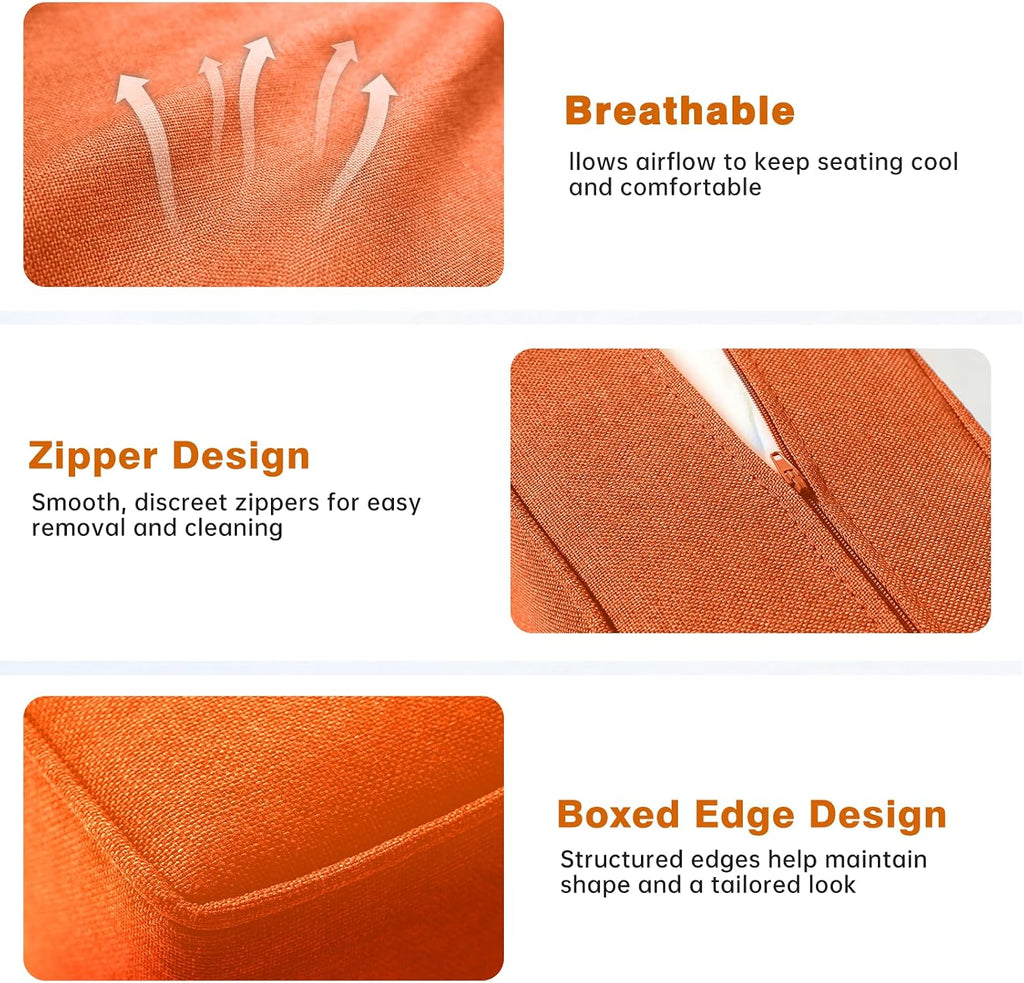 Luxury Outdoor Seat Cushion Set-22 x 24 x 6 Inch Outdoor Chair Cushions with Water Resistant & Removable Cover