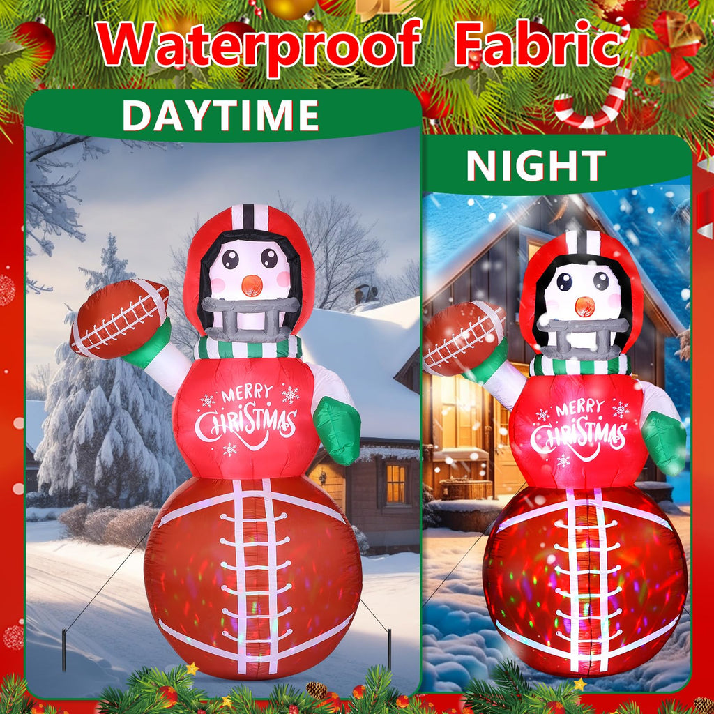 6.5 ft Christmas Inflatables Snowman, Football Snowman