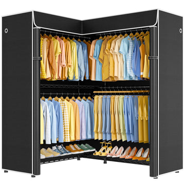 E15C Pro Garment Rack L Shaped Clothes Rack for Corner, Freestanding Clothing Racks for Hanging Clothes, Heavy Duty