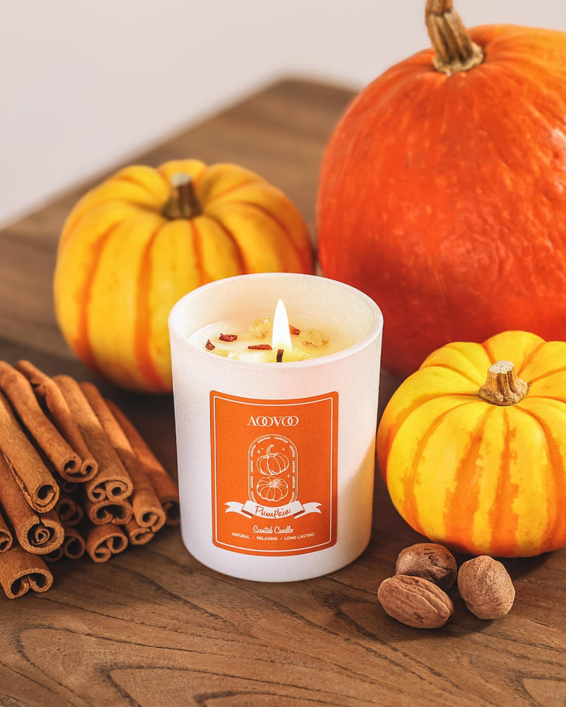 Fall Candles Set for Women - Aromatherapy Candle with Crystals Inside, 28 oz 200 Hour Long Lasting, 4 Pack Candles