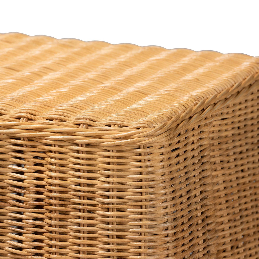 Palm Scallop Natural Rattan Console Table - Handwoven Wicker Accent Table, Coastal & Boho Décor, 36-inch Wide