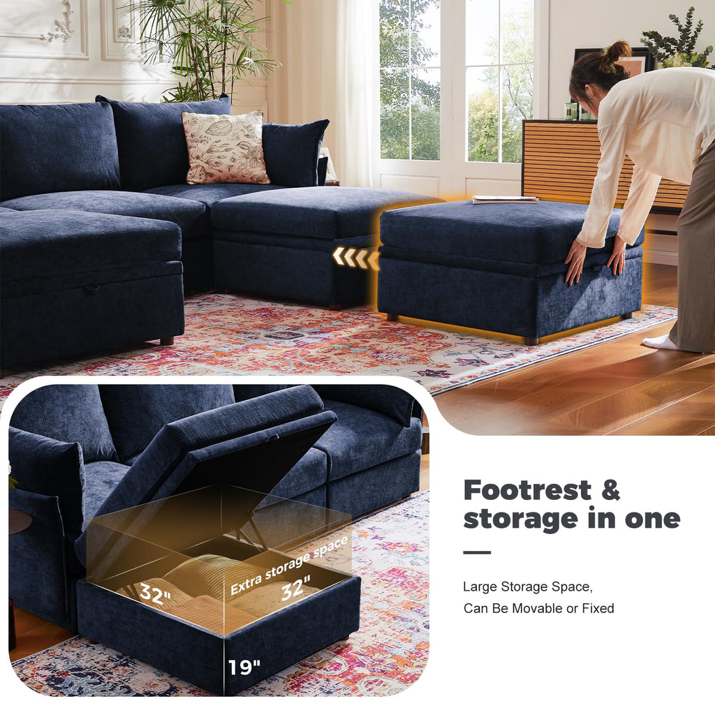 166.6" Oversized Modular Sectional Sofa, Large 9 Seater L Shaped Couch with Storage Ottoman with Reversible Chaise