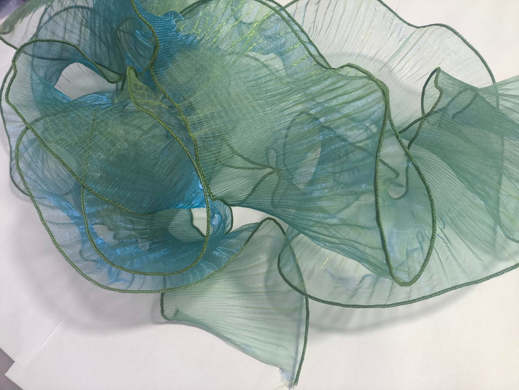 7Yards Ruffled Lace Fabric for Fashion Designers, Ideal for DIY Clothing and Sewing Decoration, Includes Silk Fabric